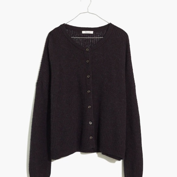 Madewell Bellaire Alpaca-Blend Cardigan – Black, Size M - Picture 3 of 8